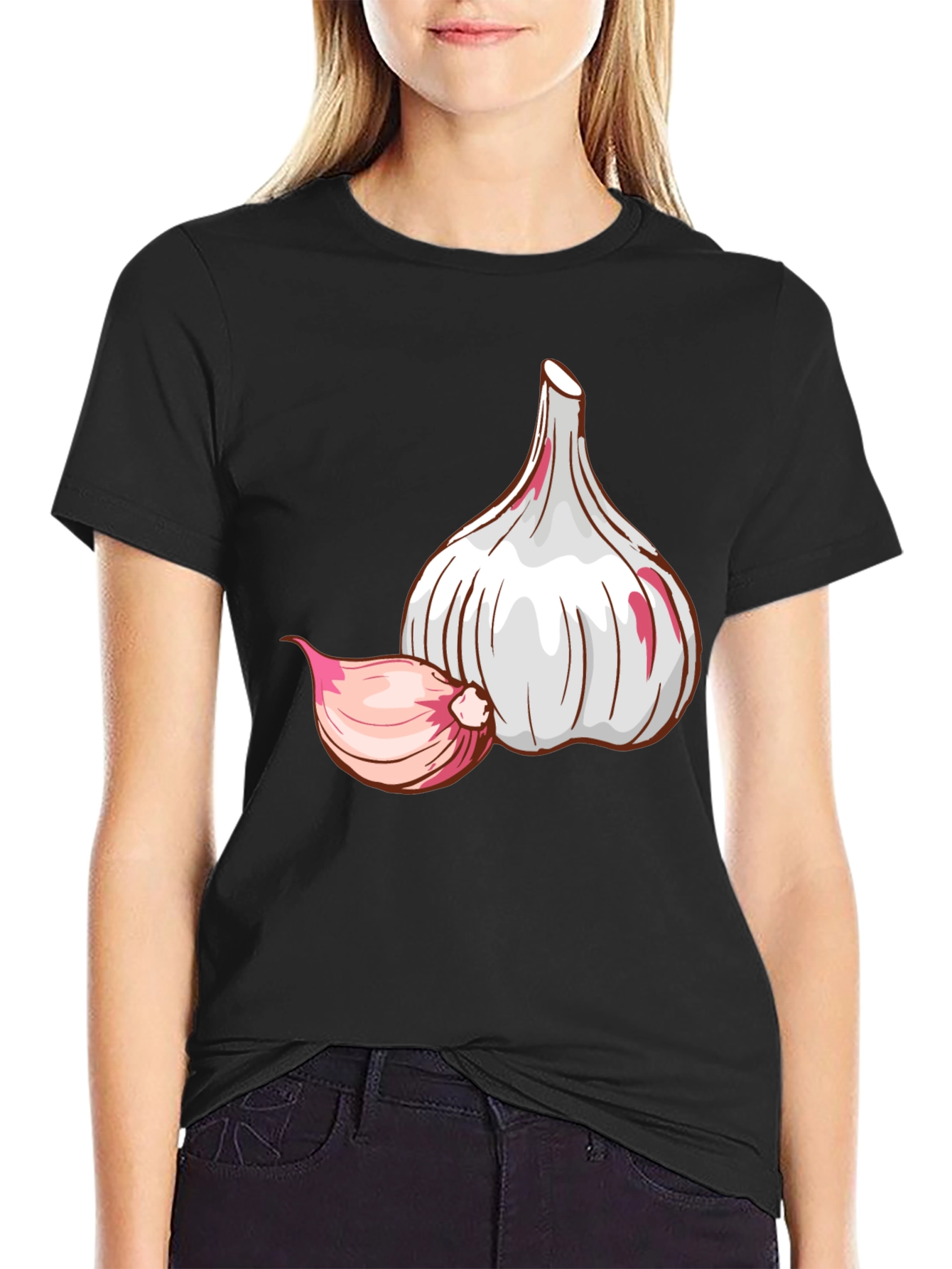 Garlic Graphic Tee - Black Cotton T-Shirt