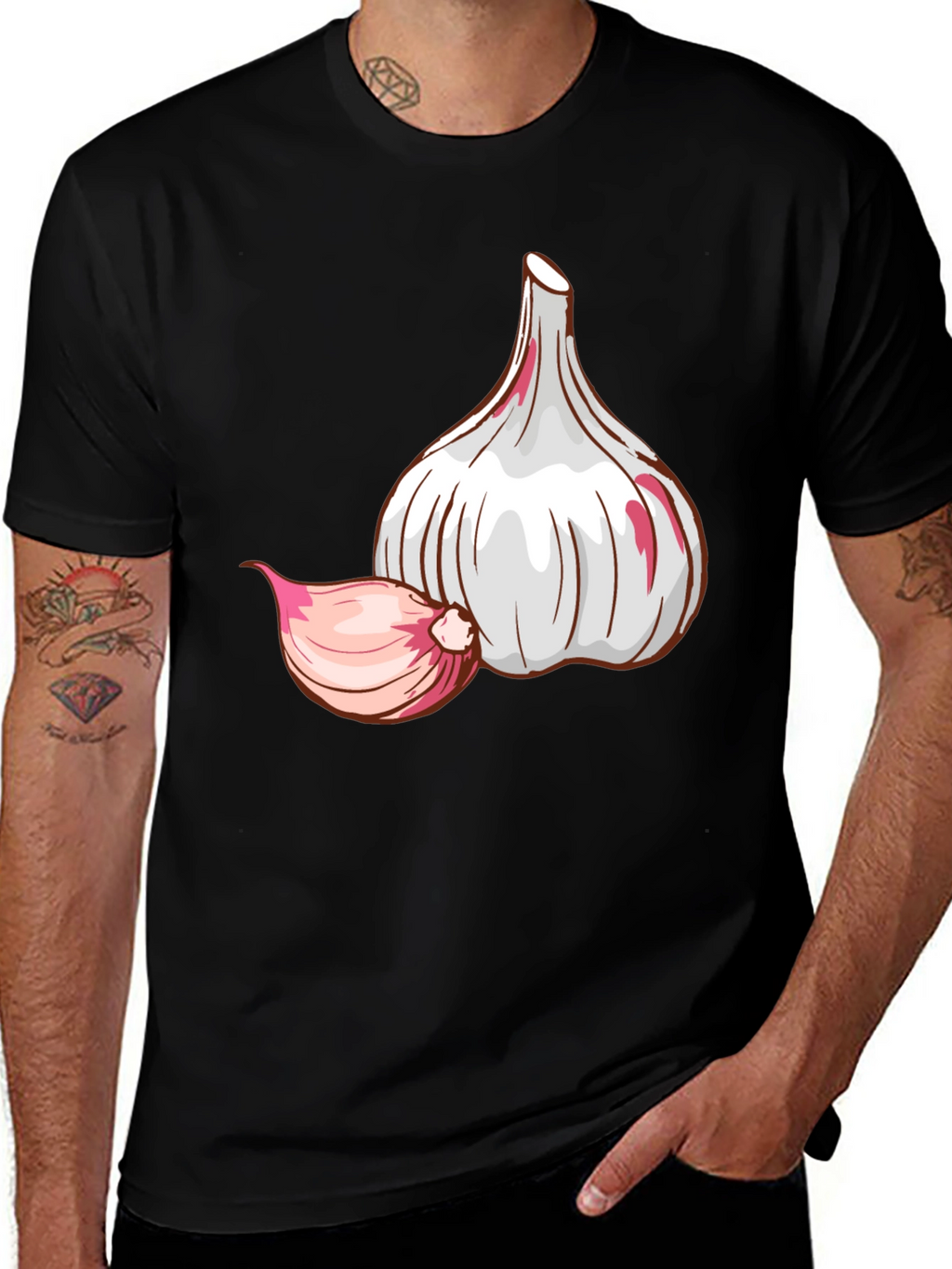Garlic Graphic Tee - Black Cotton T-Shirt