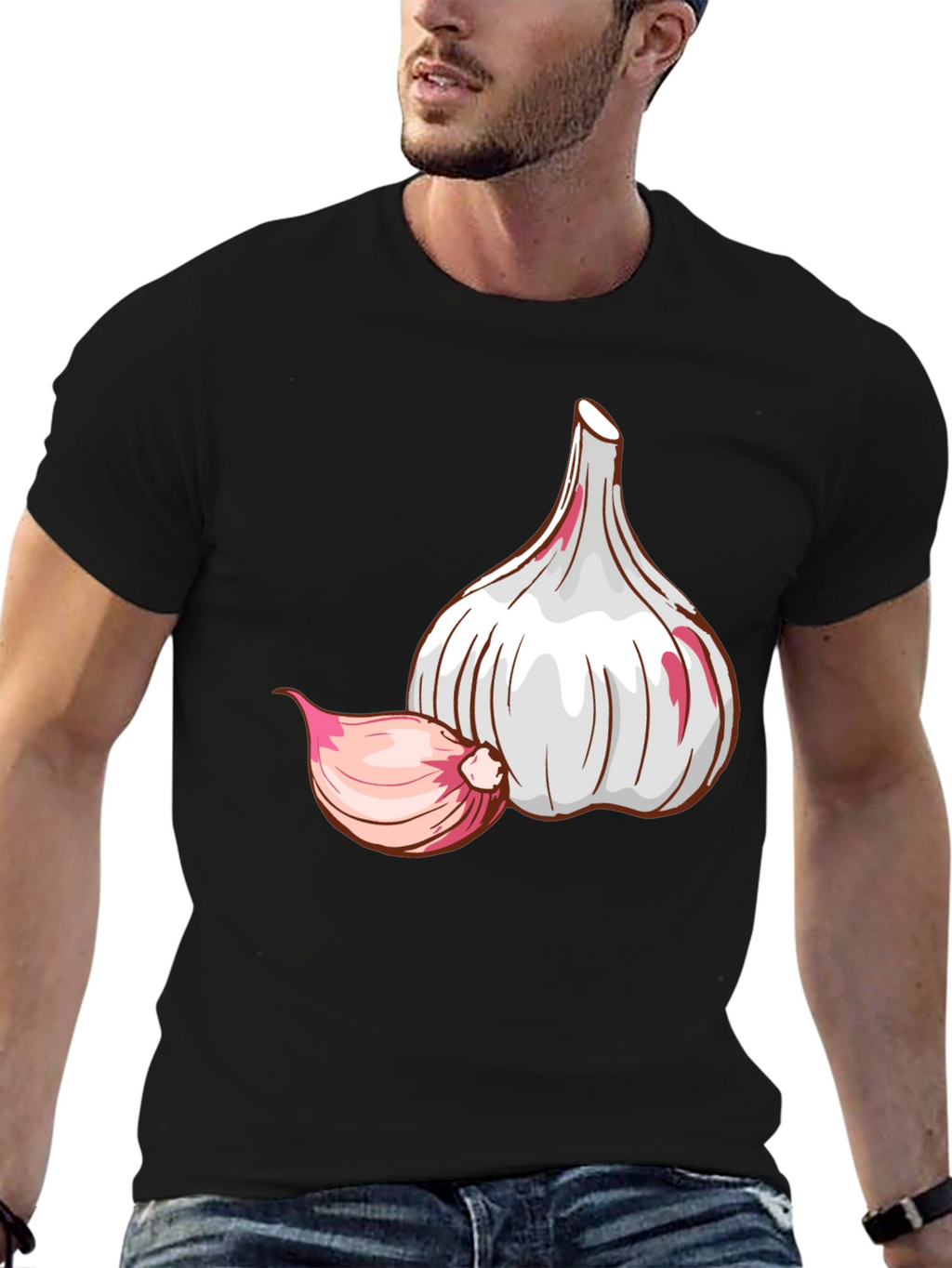 Garlic Graphic Tee - Black Cotton T-Shirt