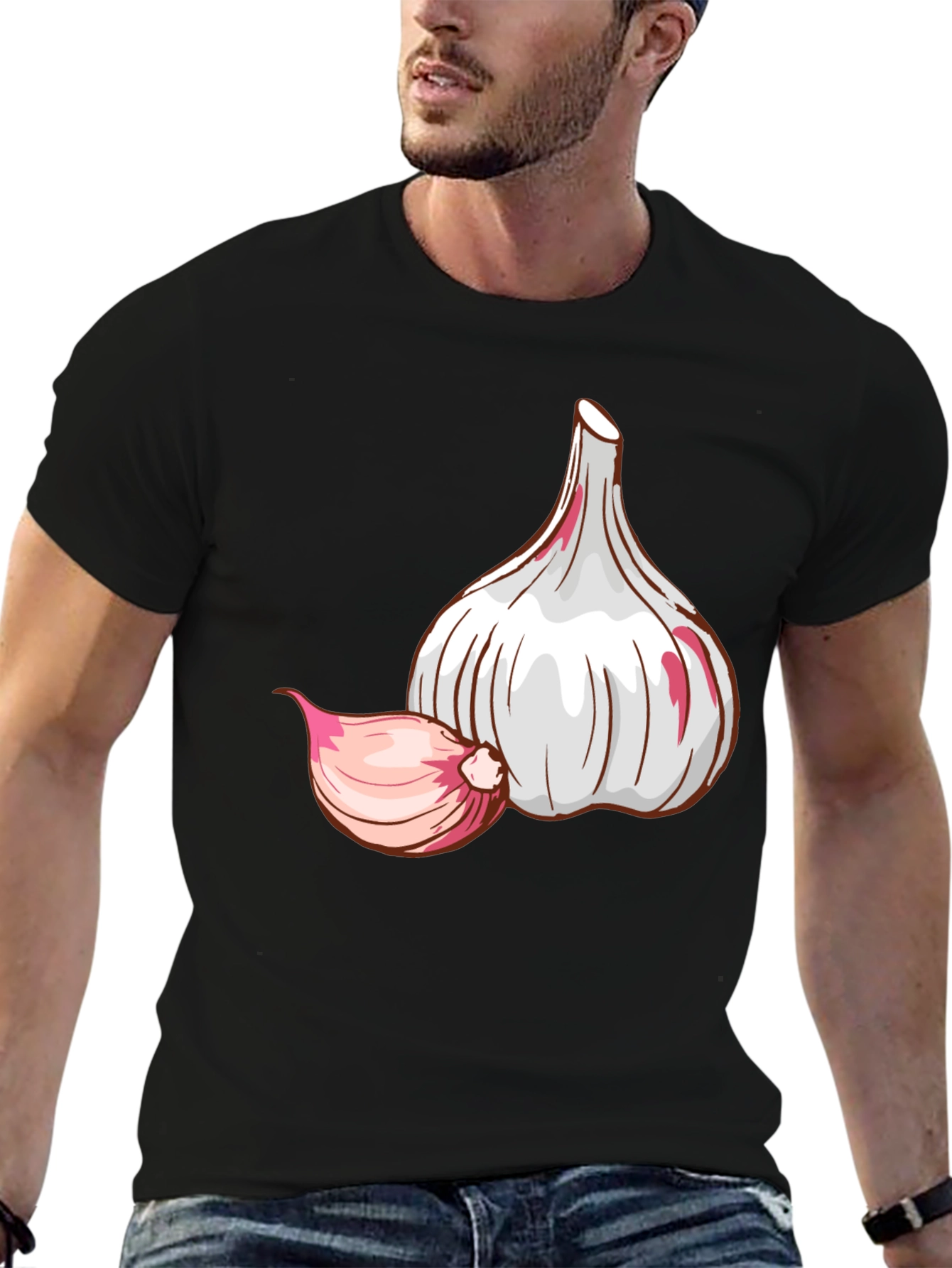 Garlic Graphic Tee - Black Cotton T-Shirt