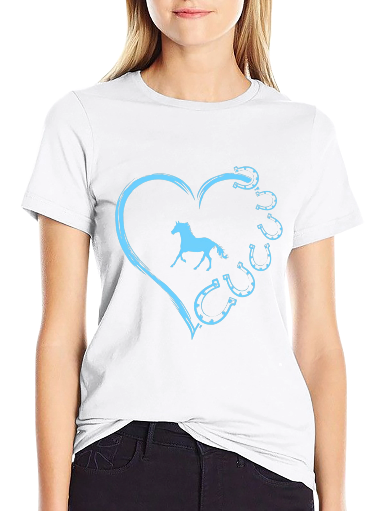 Horse Lover Tee: Heart & Horseshoe Design