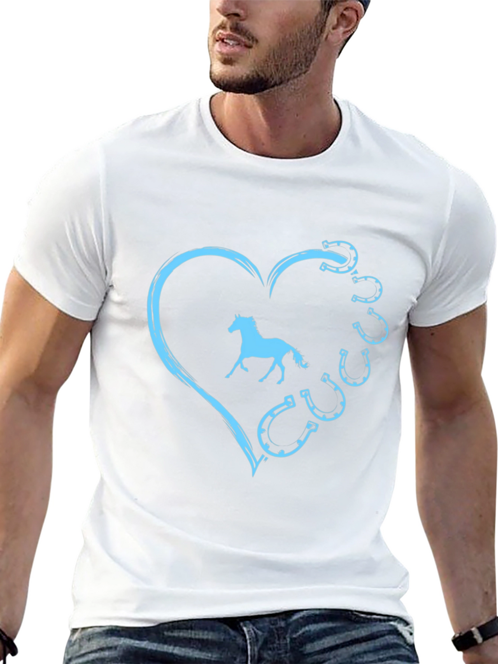 Horse Lover Tee: Heart & Horseshoe Design