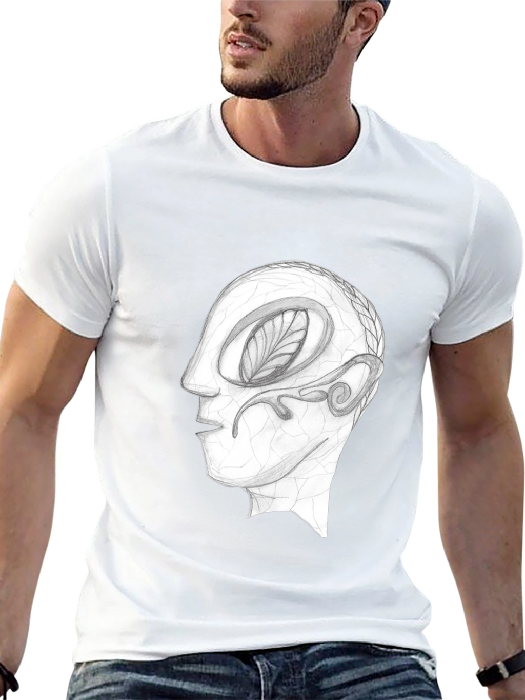 Abstract Head Graphic Tee - Black