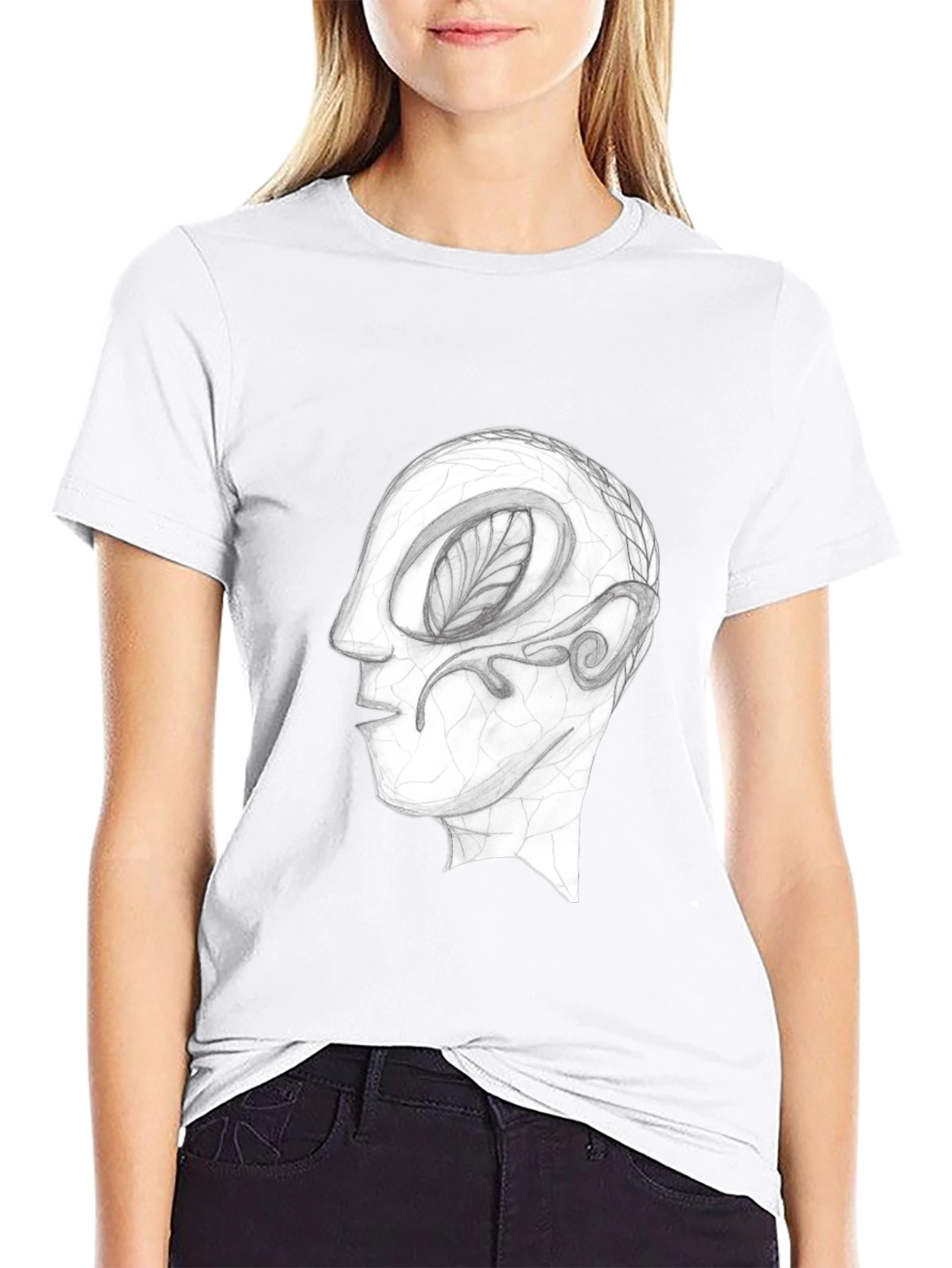 Abstract Head Graphic Tee - Black