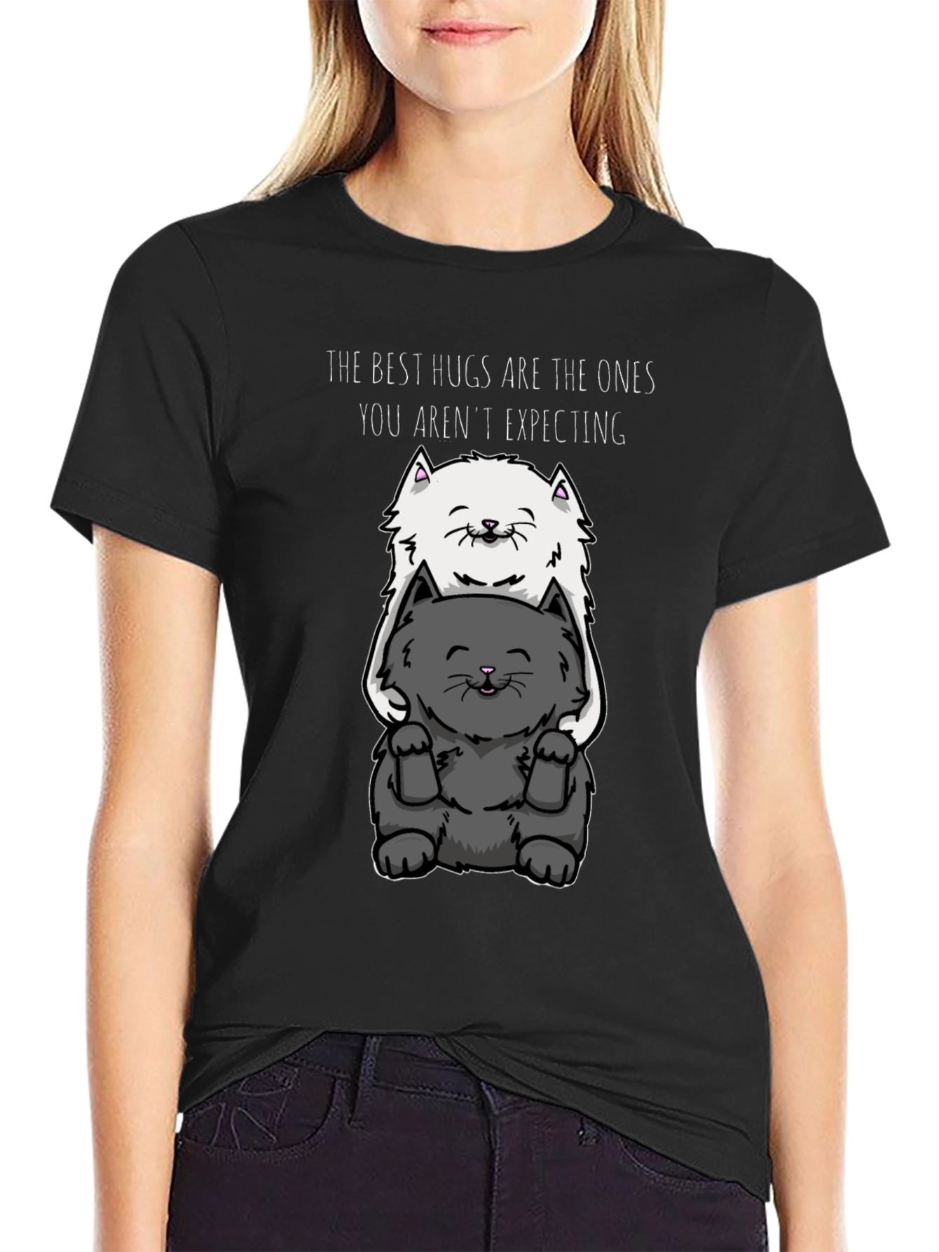 Cute Cat Hugs Graphic Tee - The Best Hugs Shirt
