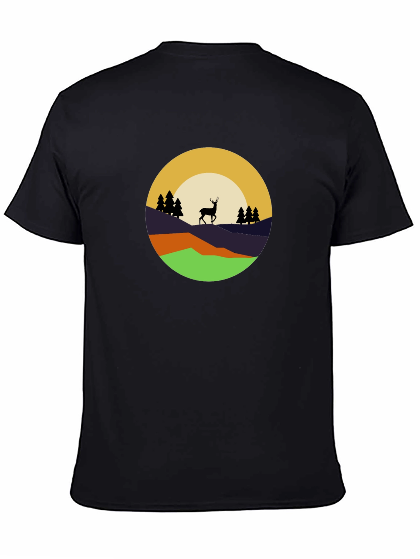 Nature Deer Graphic Tee - Black