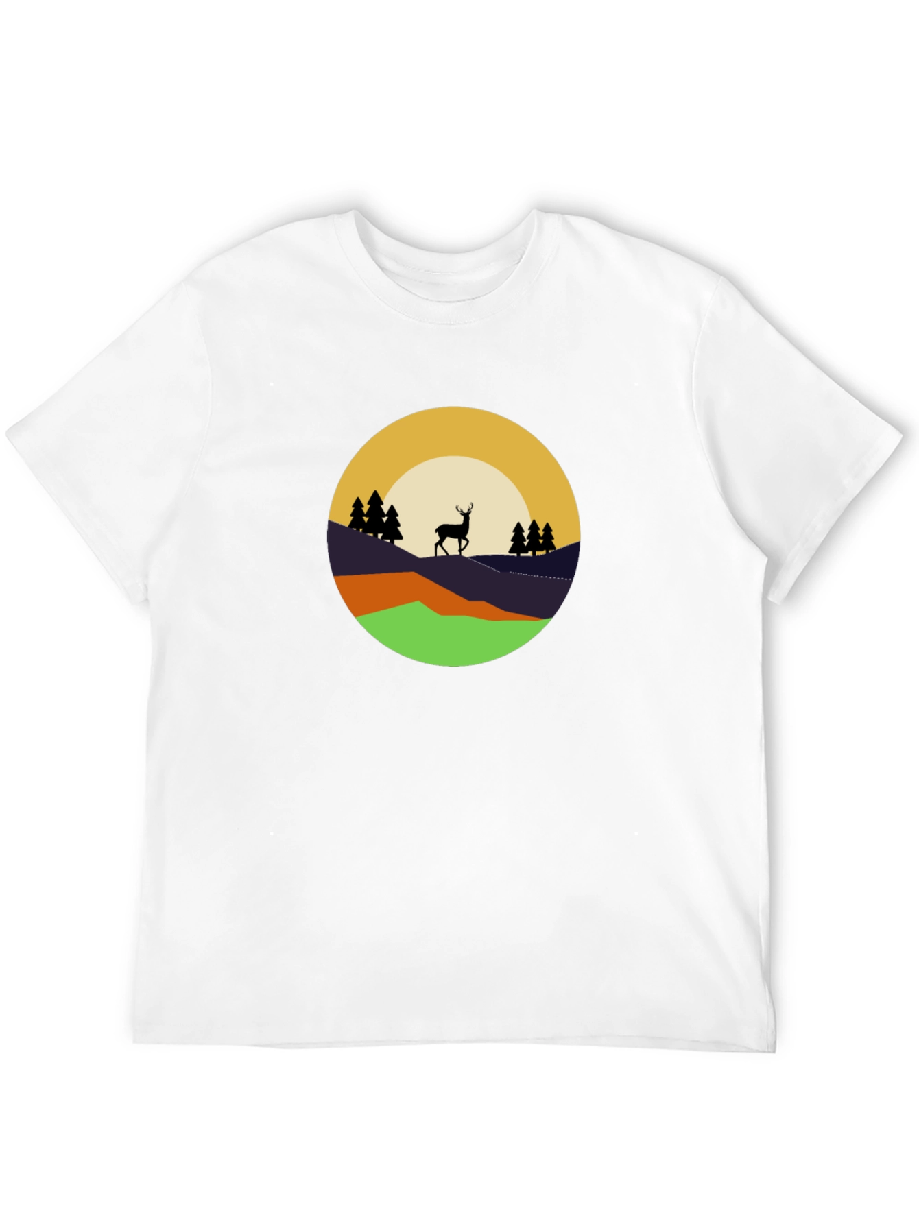 Nature Deer Graphic Tee - Black