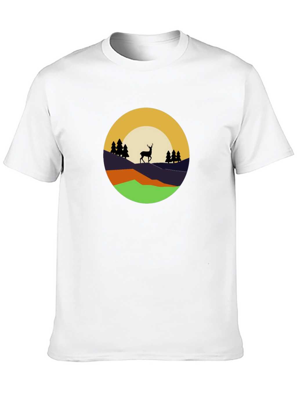 Nature Deer Graphic Tee - Black