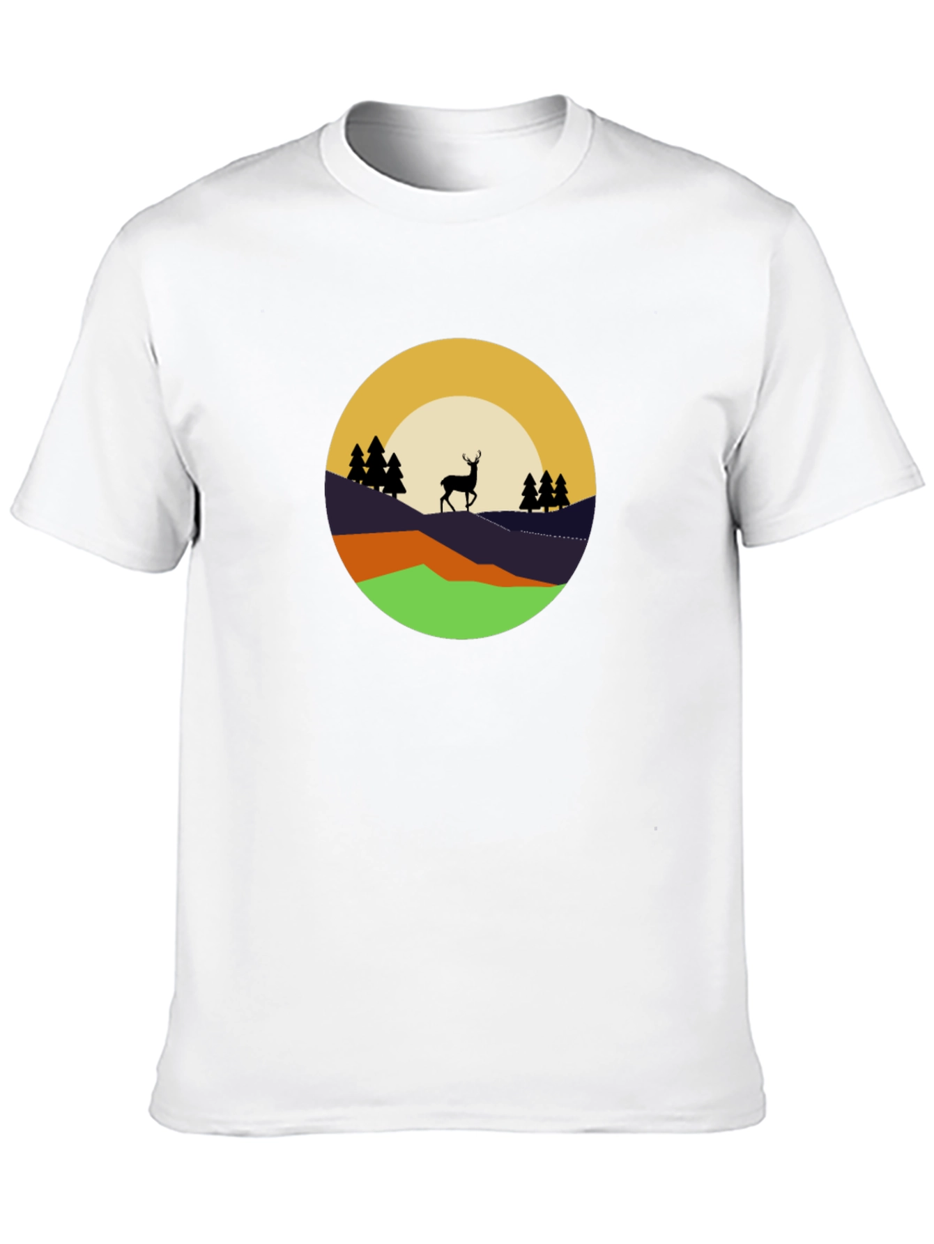 Nature Deer Graphic Tee - Black