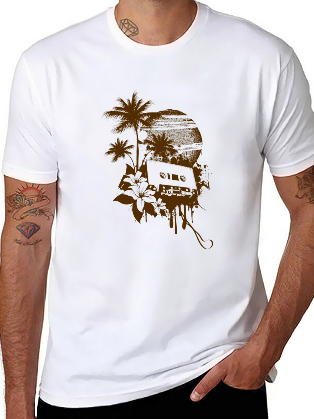 Tropical Cassette Graphic Tee - Relaxed Style