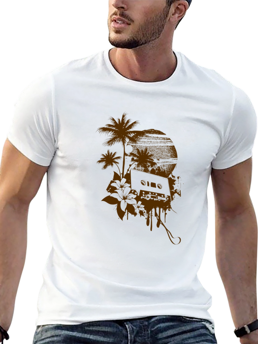 Tropical Cassette Graphic Tee - Relaxed Style