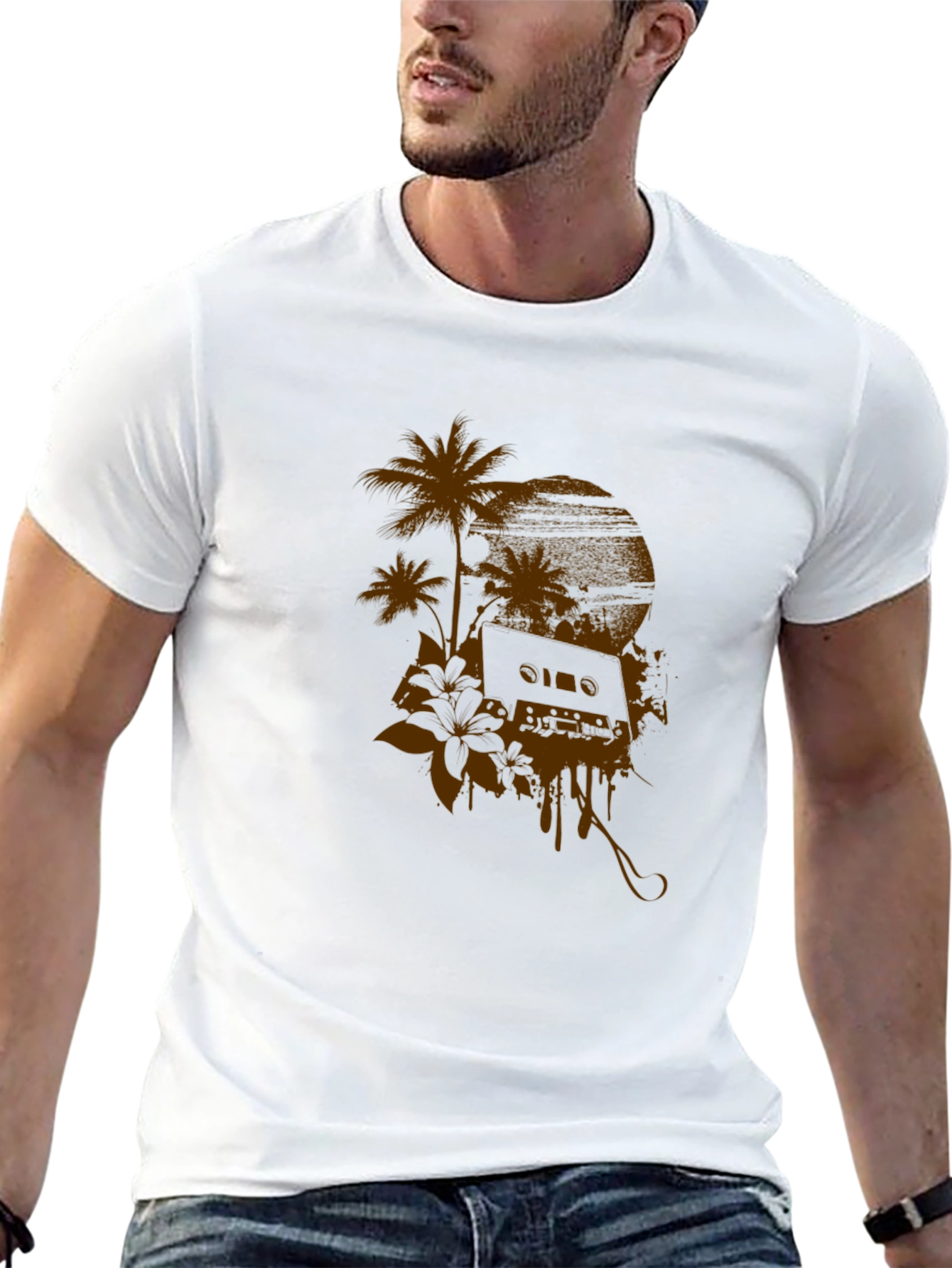 Tropical Cassette Graphic Tee - Relaxed Style