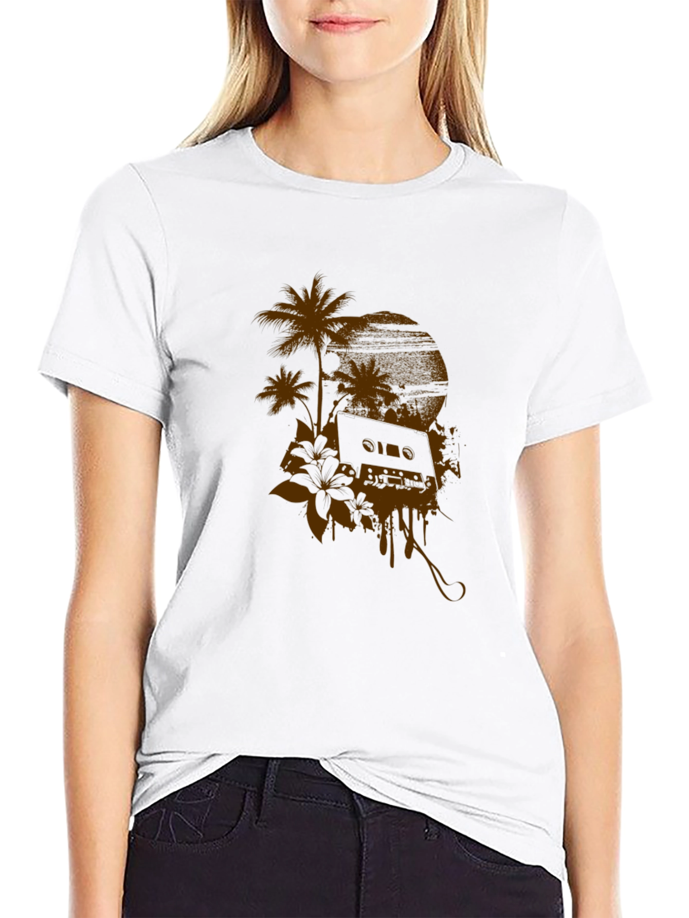 Tropical Cassette Graphic Tee - Relaxed Style