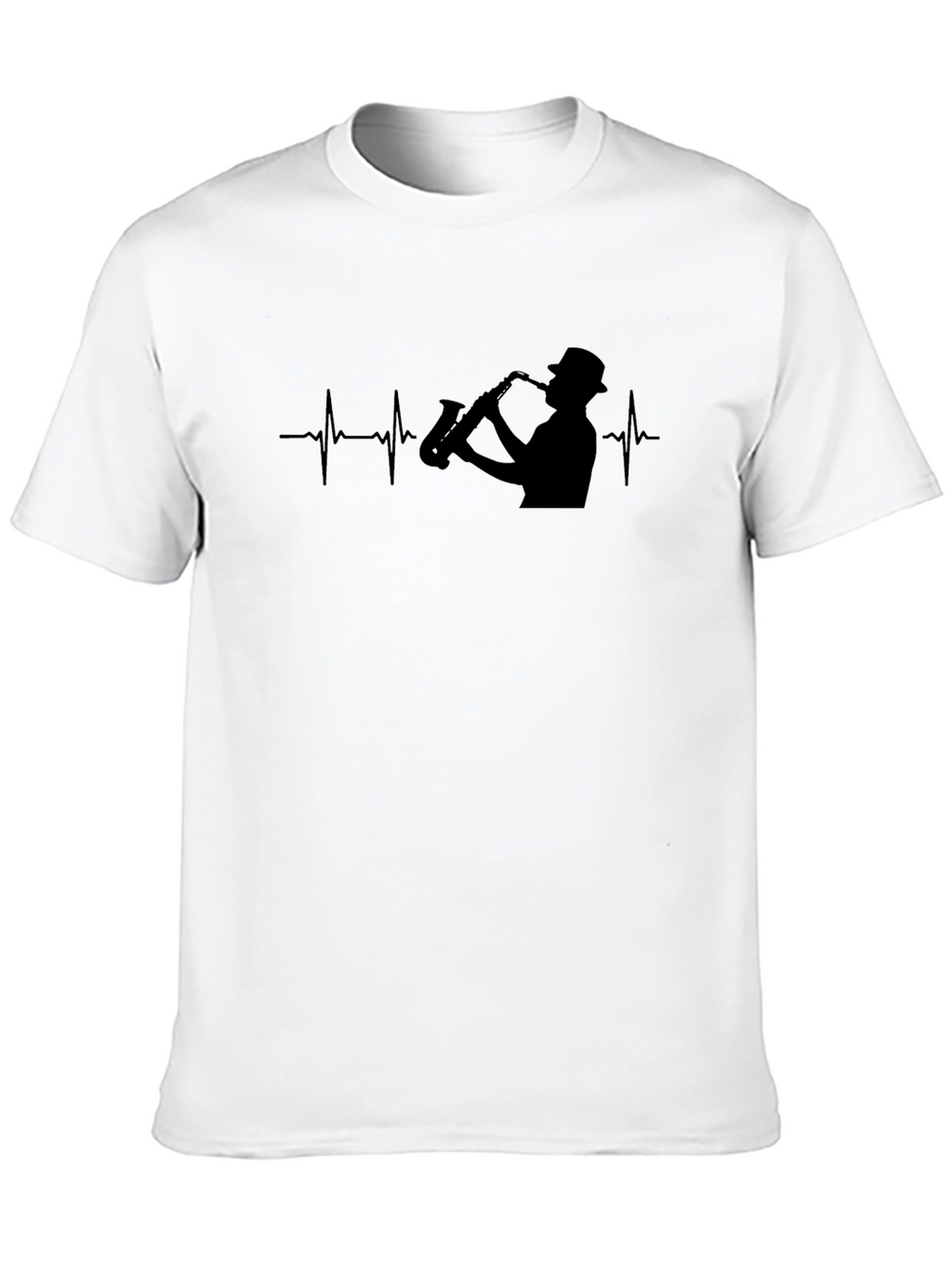 Saxophone Heartbeat Black T-Shirt - Musician Tee