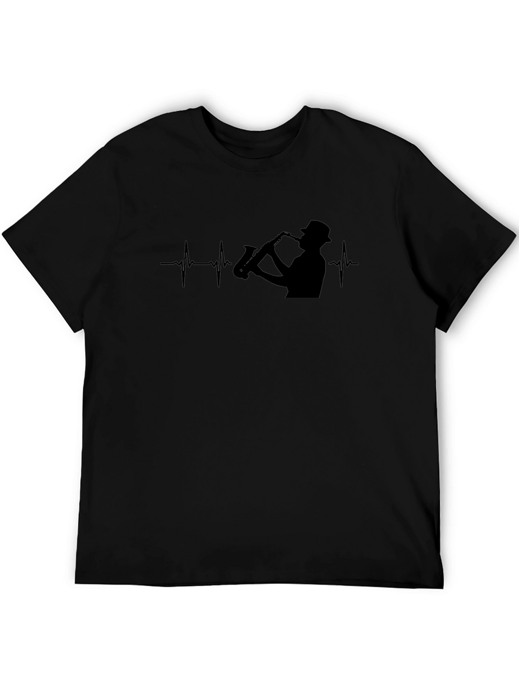 Saxophone Heartbeat Black T-Shirt - Musician Tee