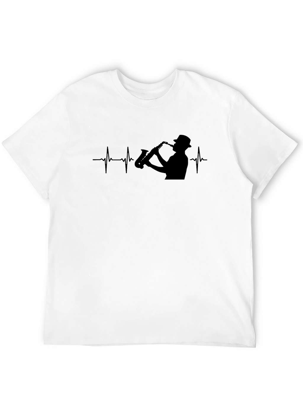Saxophone Heartbeat Black T-Shirt - Musician Tee