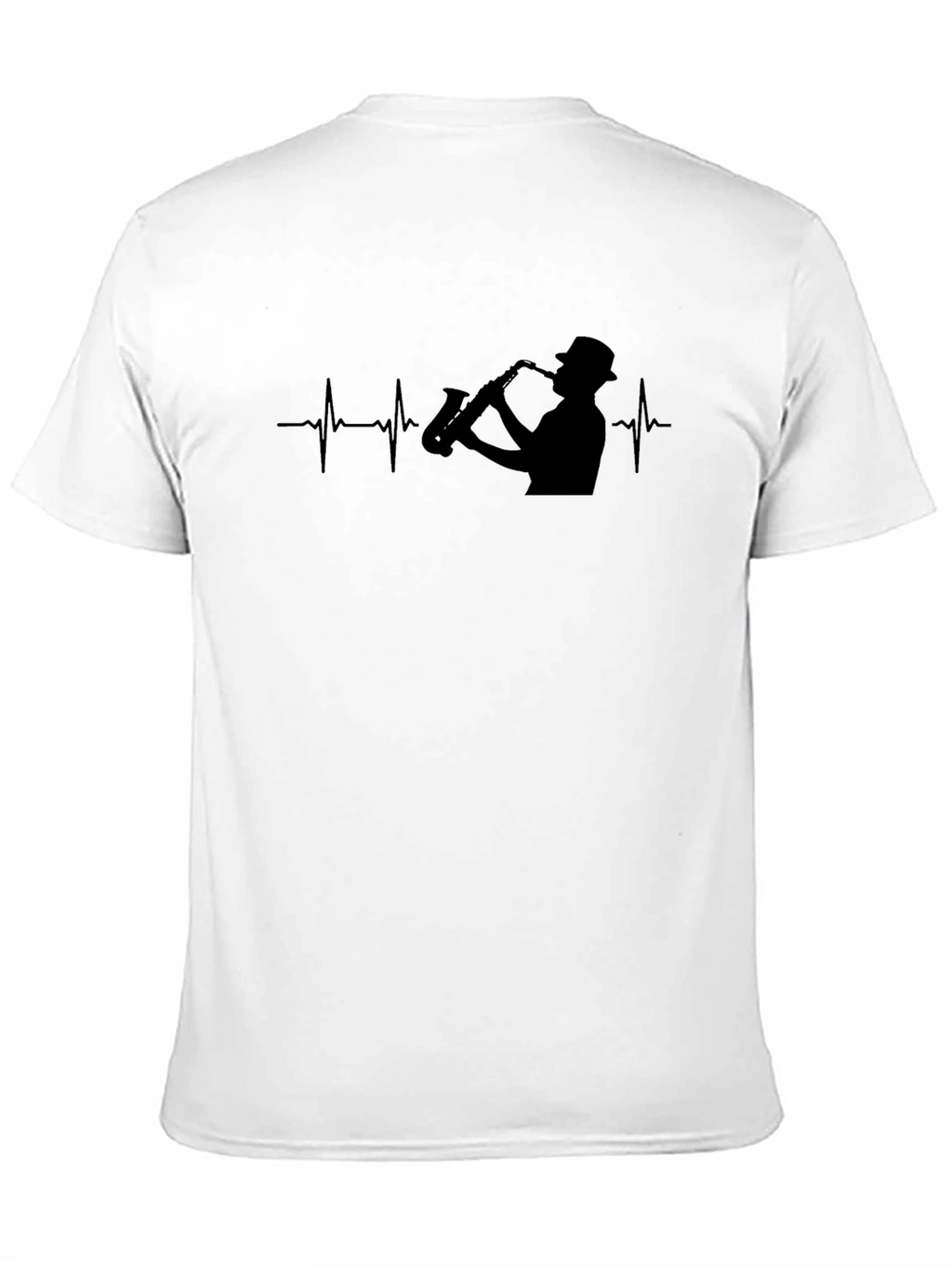 Saxophone Heartbeat Black T-Shirt - Musician Tee