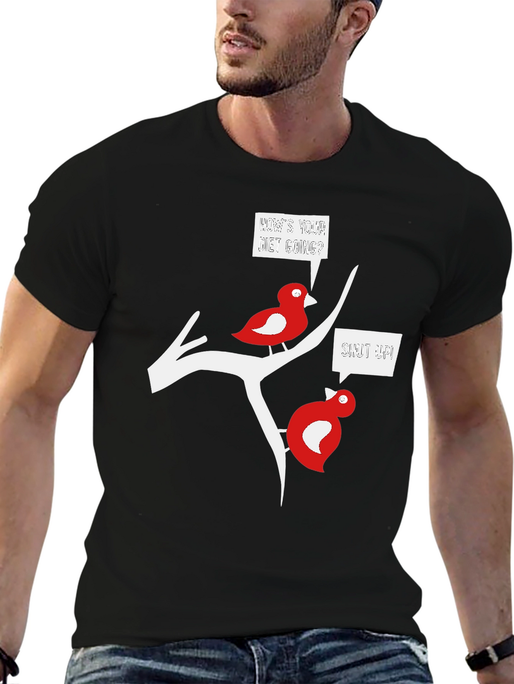Funny Bird Diet T-Shirt - Black