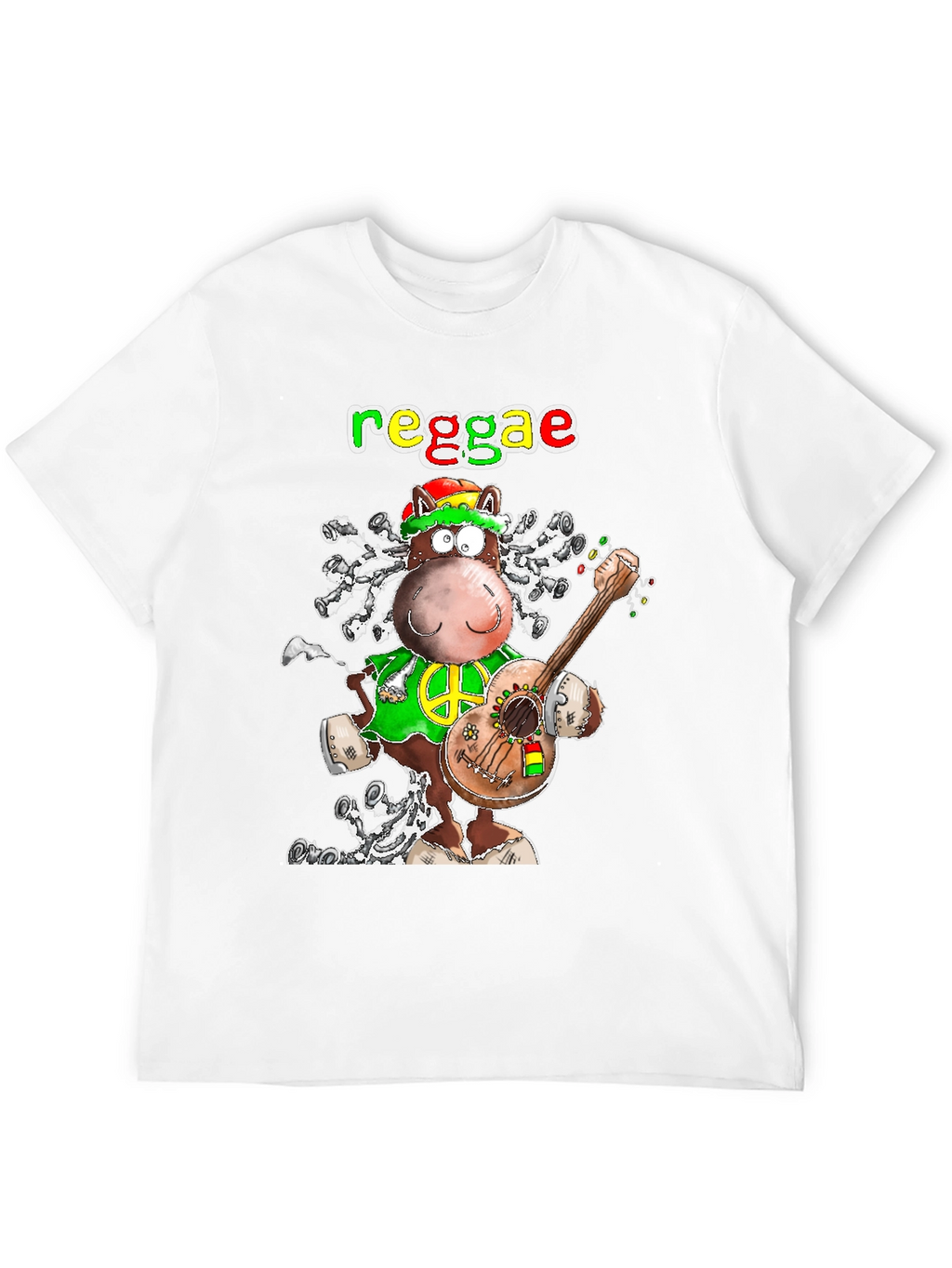 Reggae Horse Graphic T-Shirt - Funky Cartoon Tee