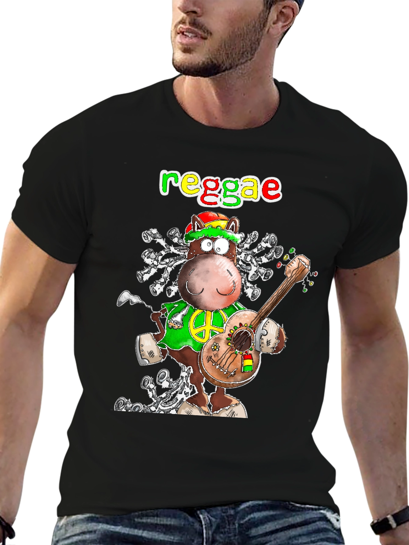 Reggae Horse Graphic T-Shirt - Funky Cartoon Tee