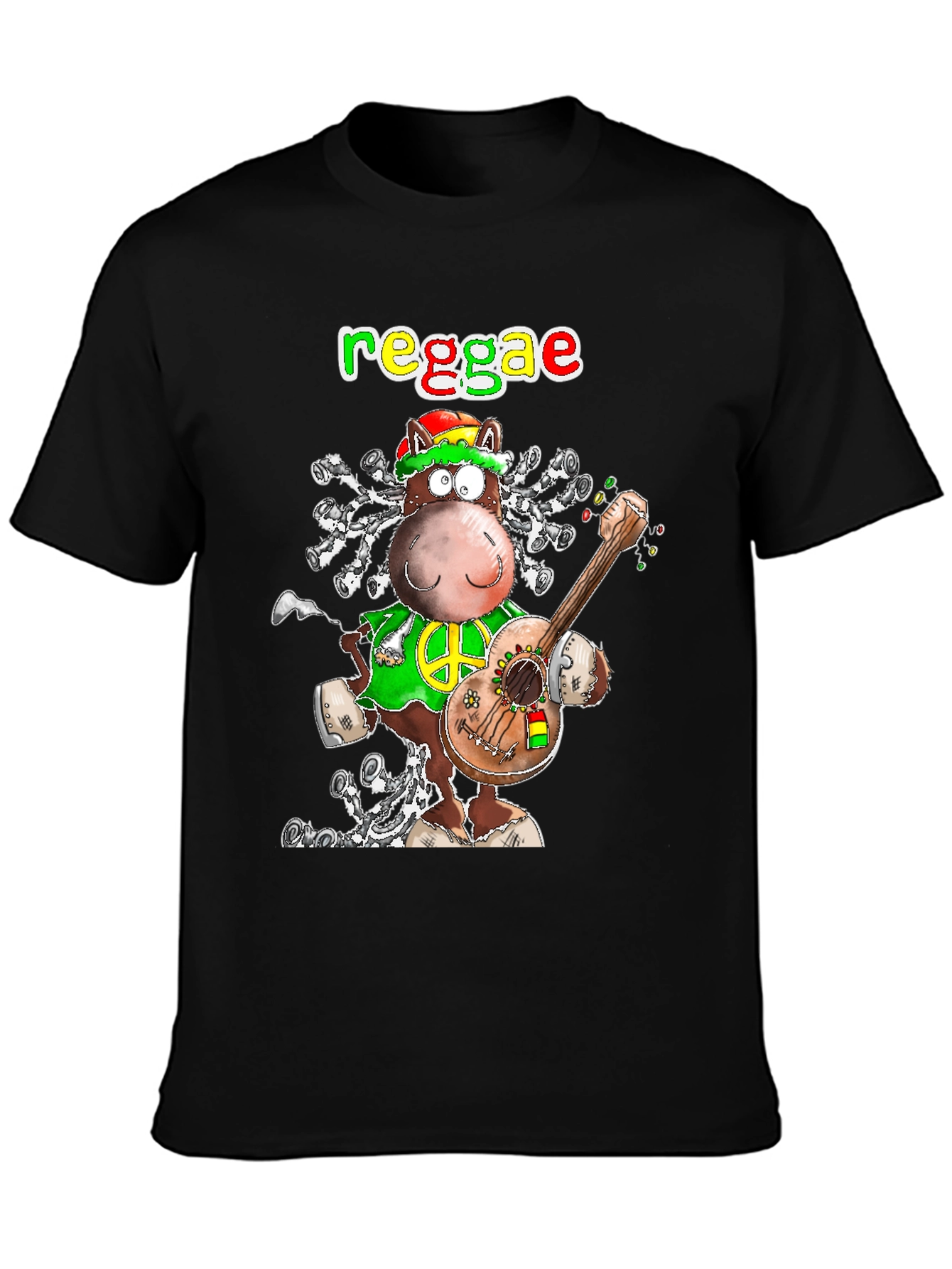 Reggae Horse Graphic T-Shirt - Funky Cartoon Tee