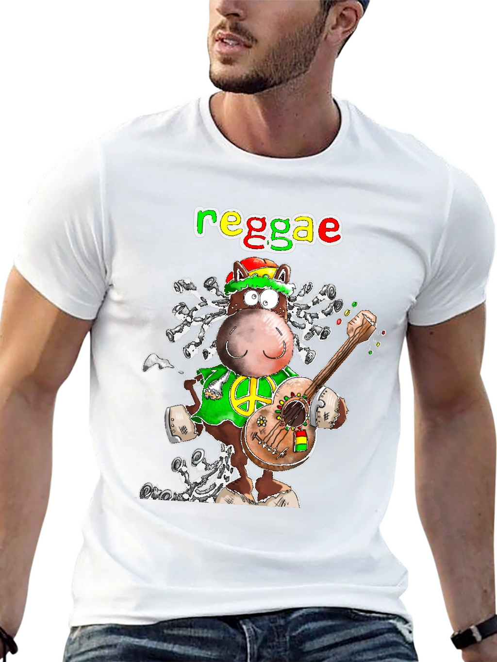 Reggae Horse Graphic T-Shirt - Funky Cartoon Tee