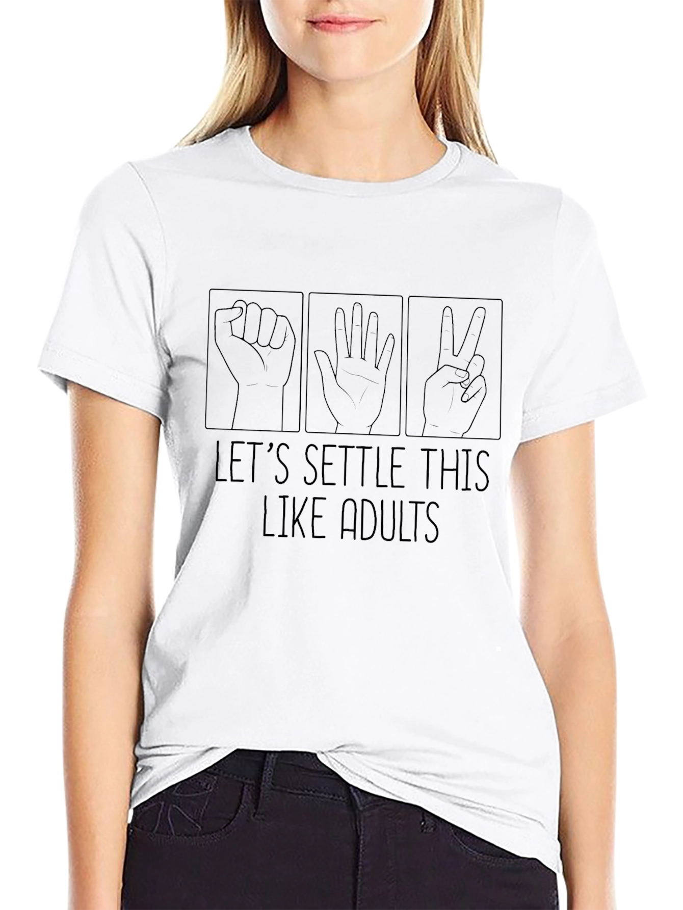Rock Paper Scissors Settle This Black T-Shirt
