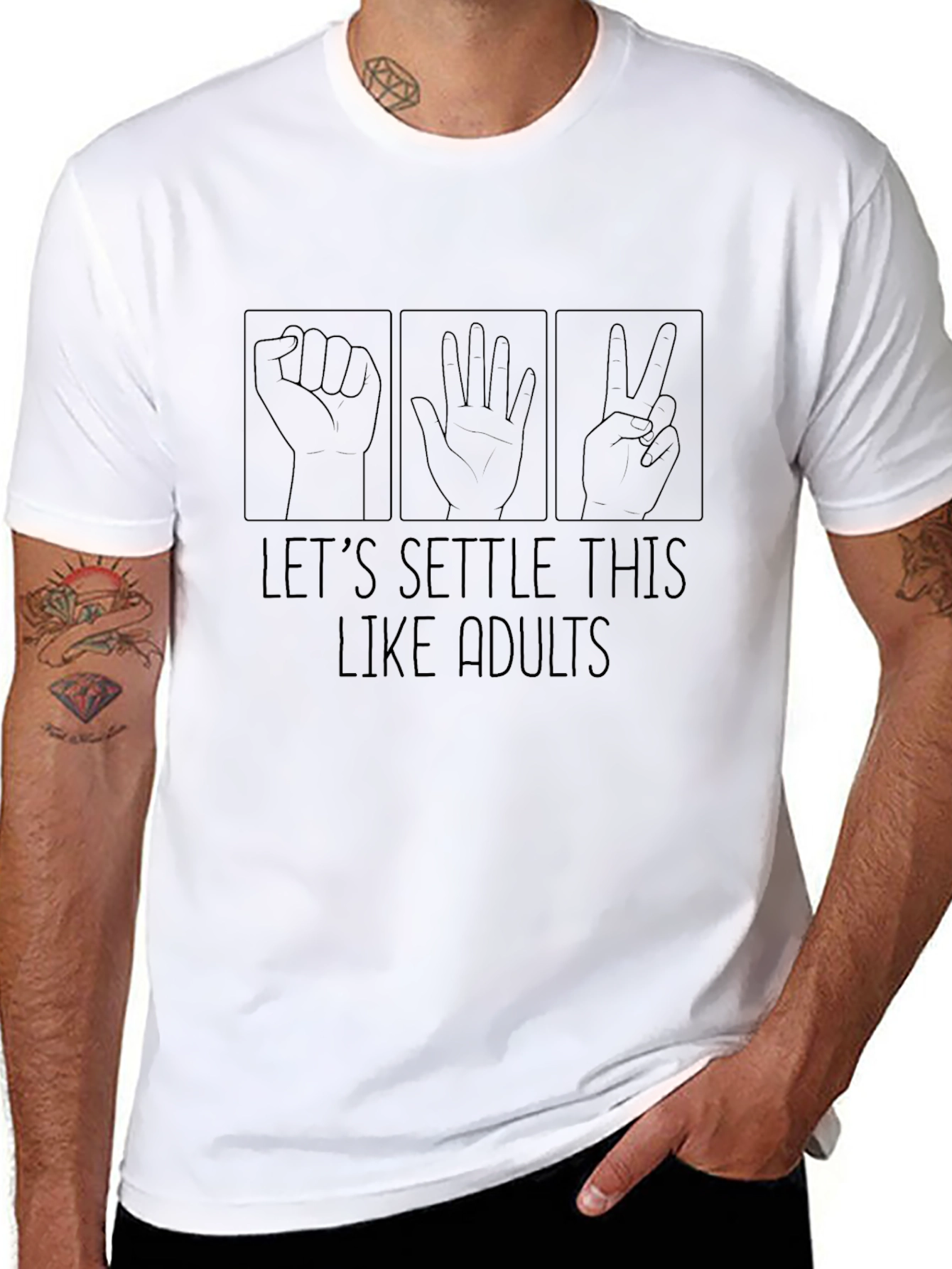 Rock Paper Scissors Settle This Black T-Shirt