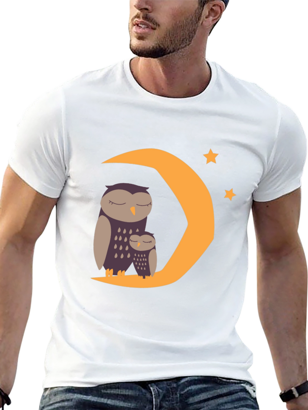 Sleepy Owl Moon Graphic Tee - Black