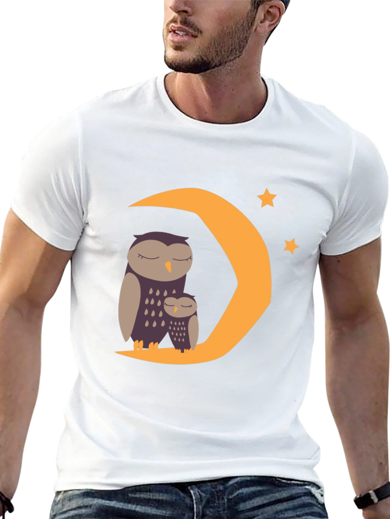Sleepy Owl Moon Graphic Tee - Black