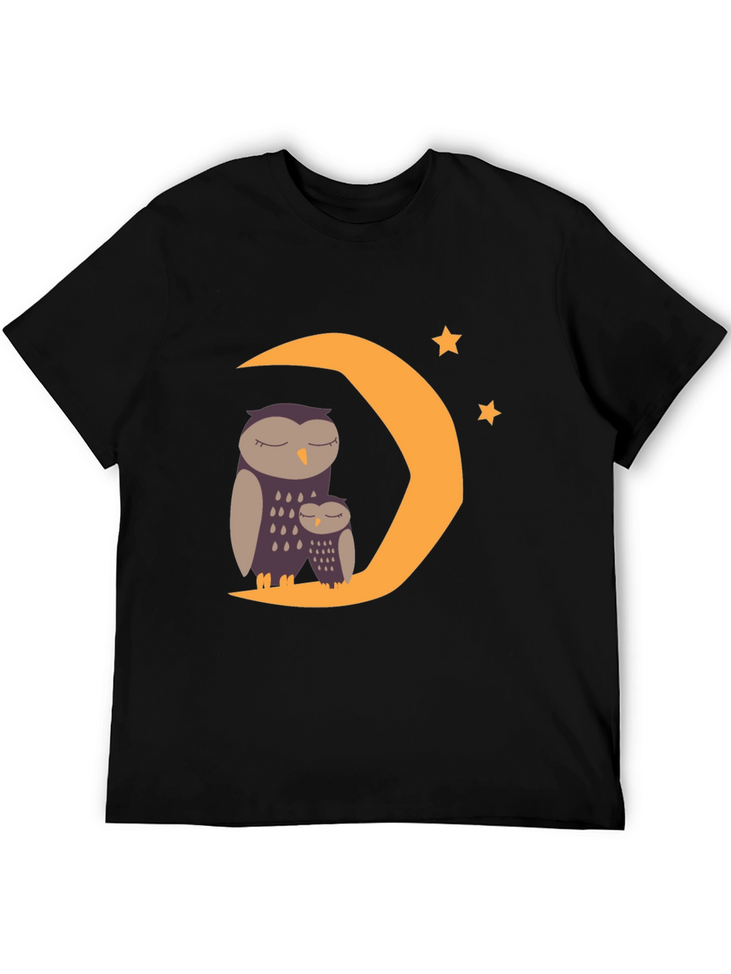 Sleepy Owl Moon Graphic Tee - Black