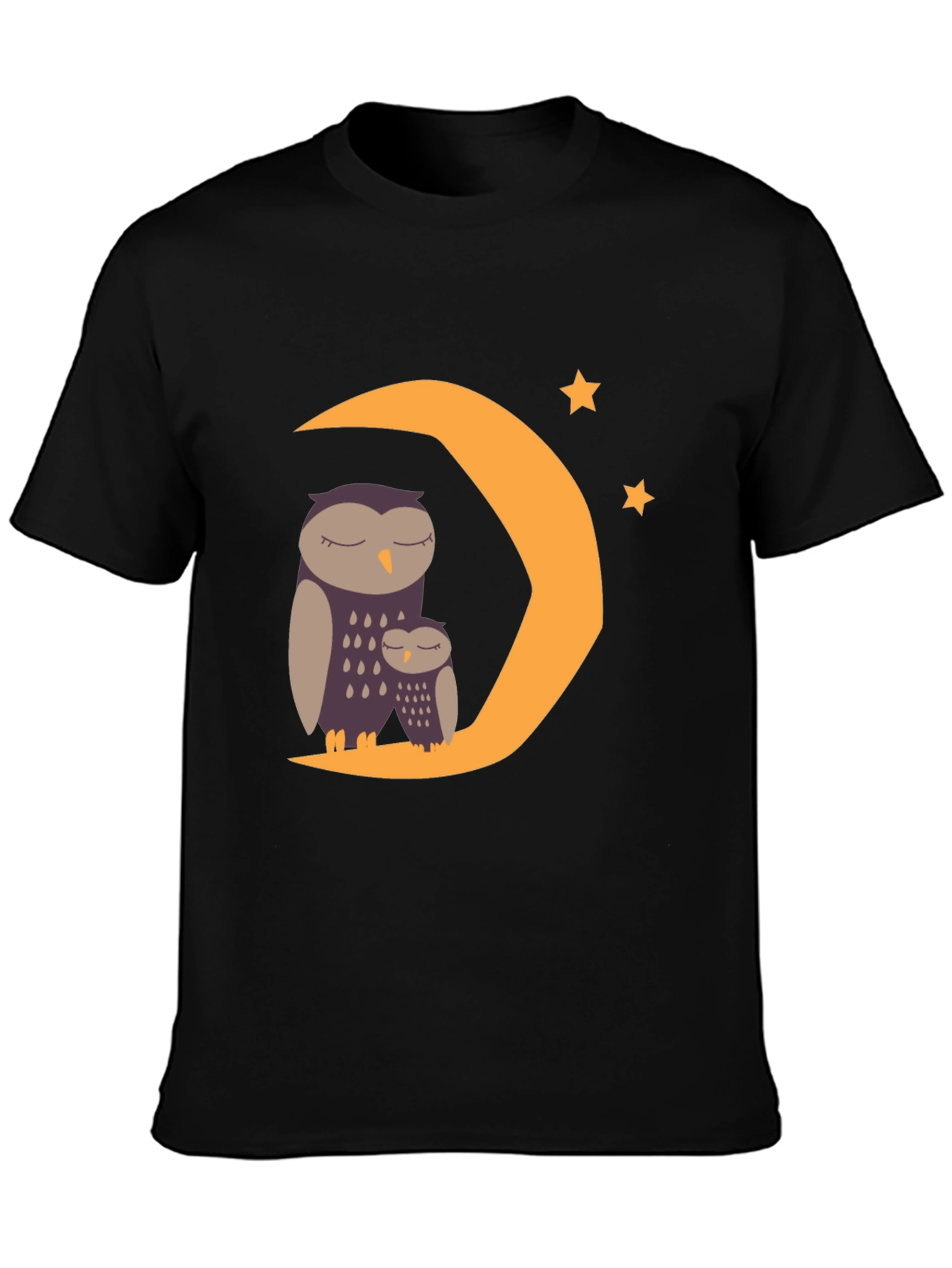 Sleepy Owl Moon Graphic Tee - Black