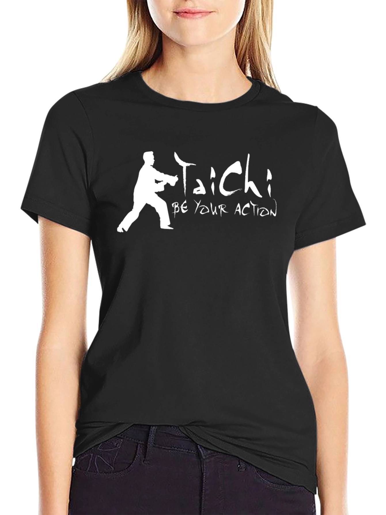 Tai Chi Be Your Action Graphic Black T-Shirt