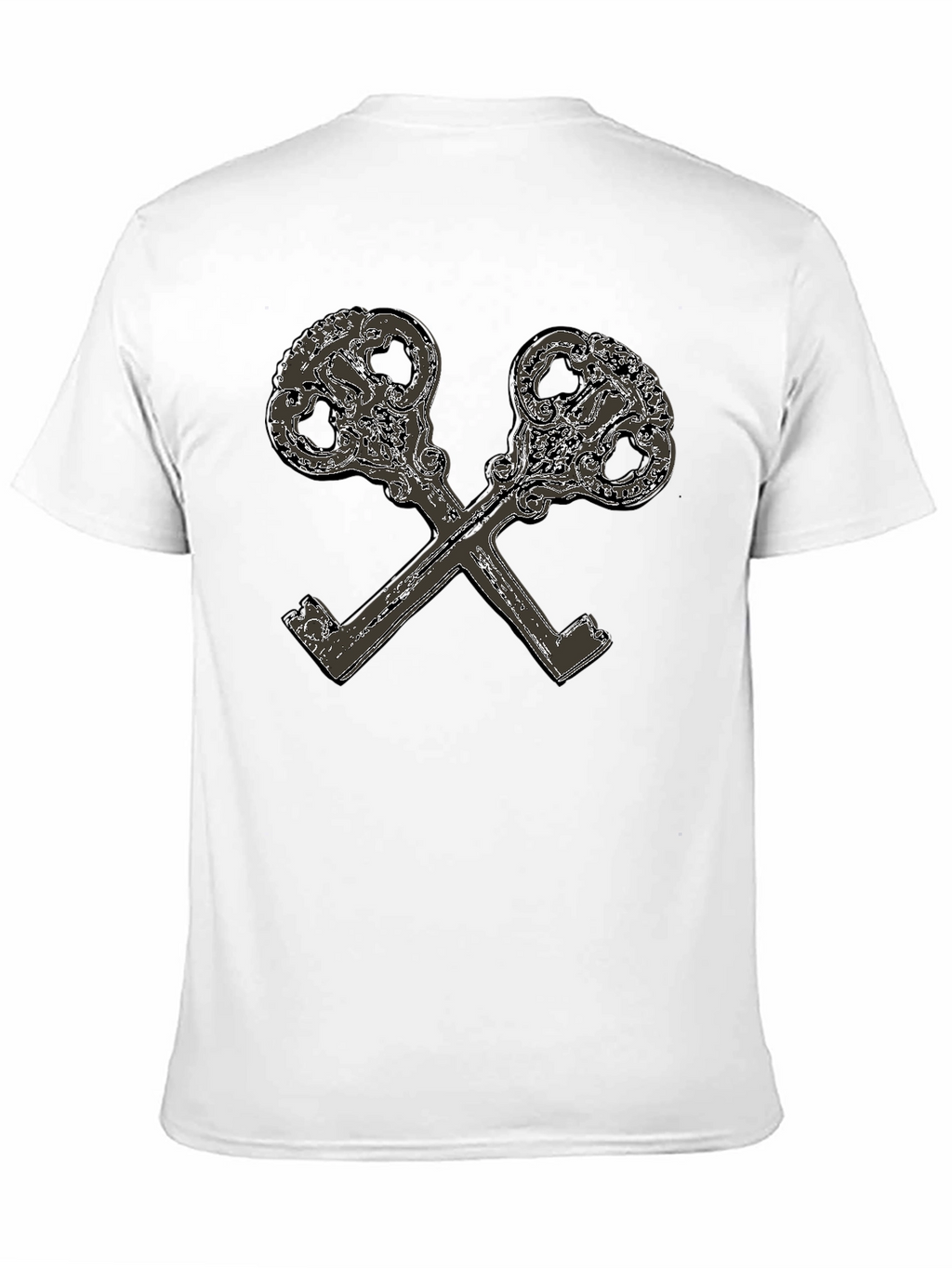 Crossed Keys Graphic Print Black T-Shirt