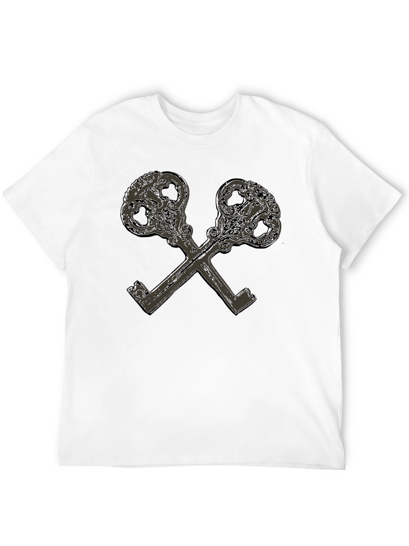 Crossed Keys Graphic Print Black T-Shirt