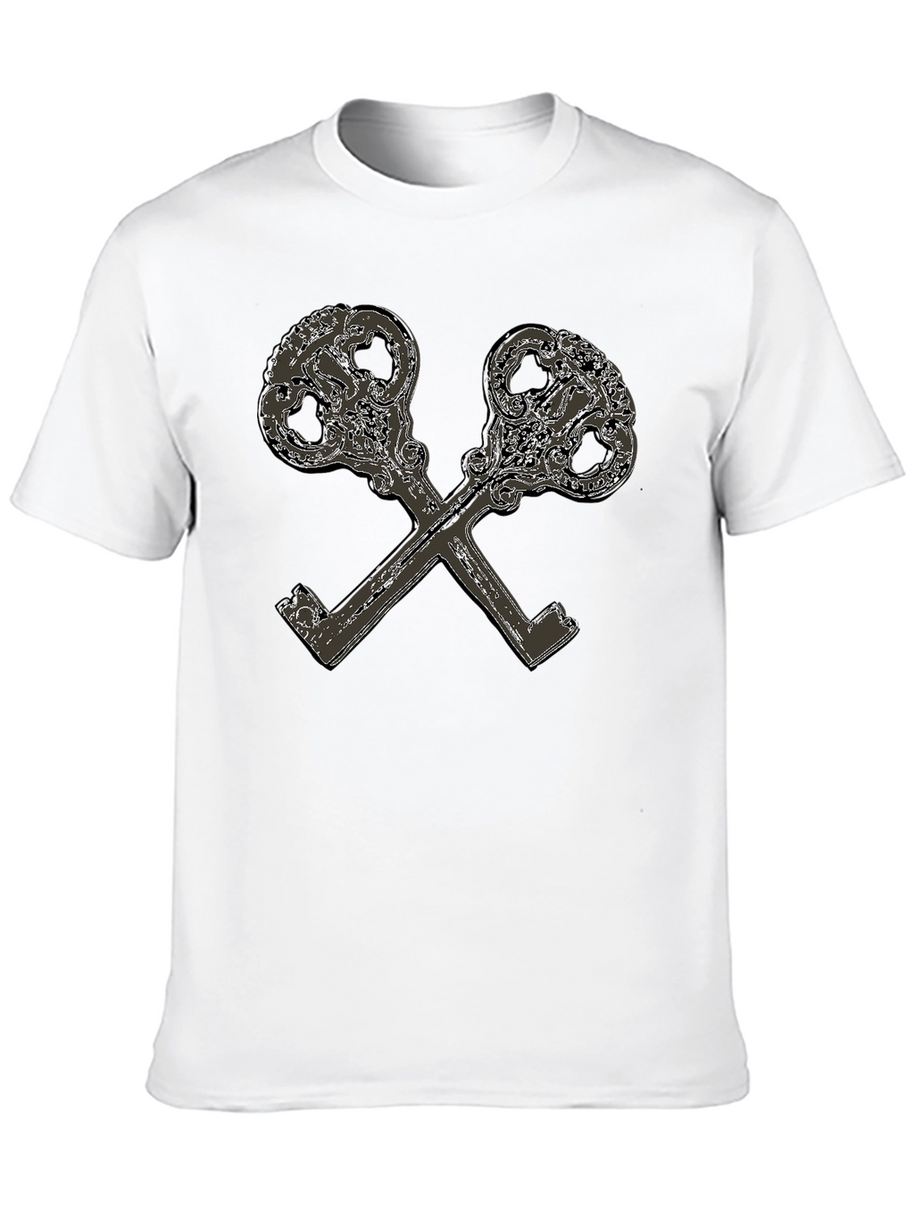 Crossed Keys Graphic Print Black T-Shirt