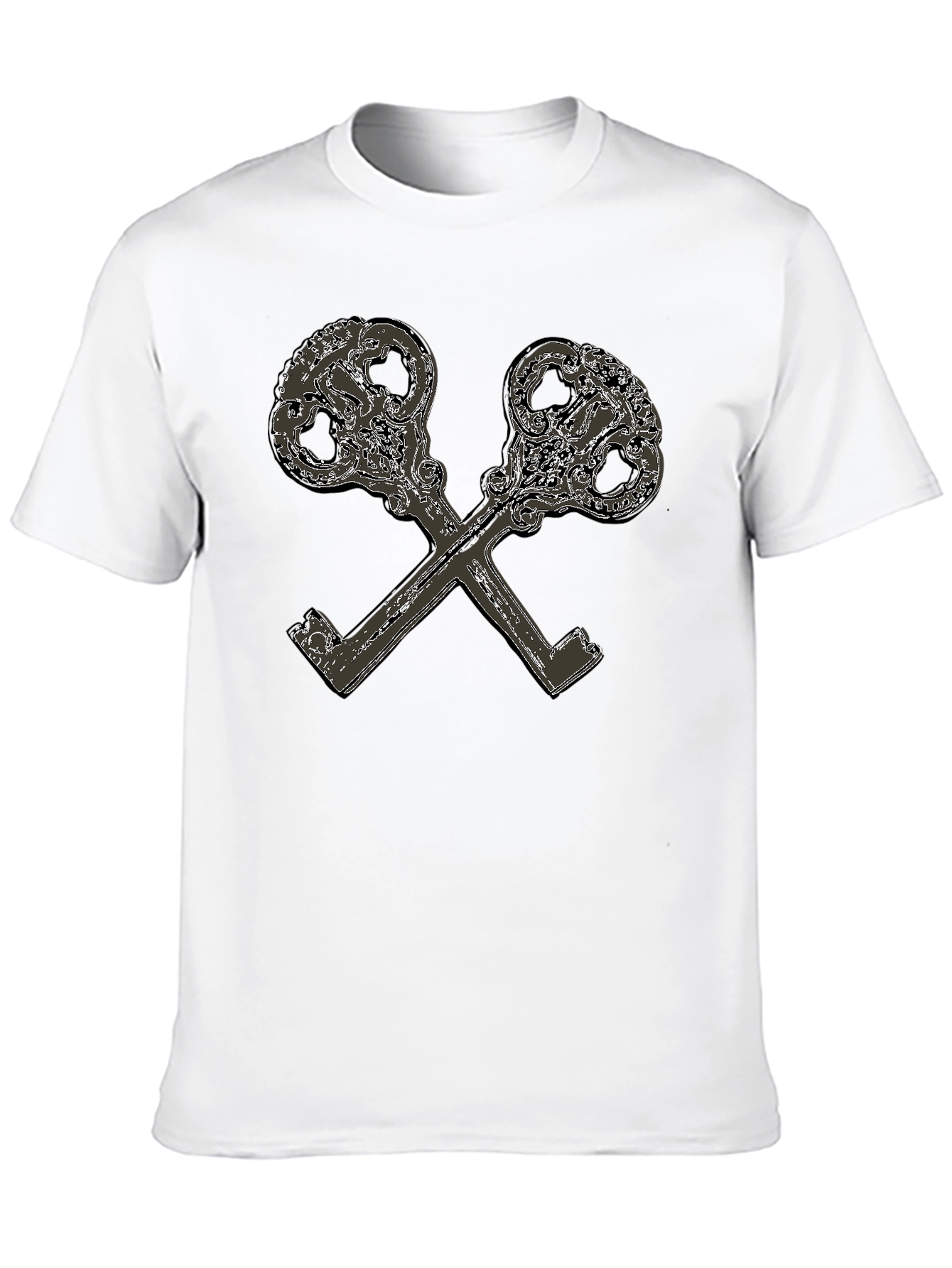 Crossed Keys Graphic Print Black T-Shirt