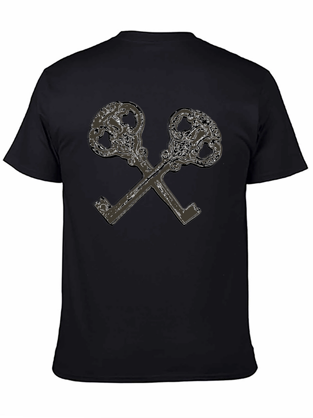 Crossed Keys Graphic Print Black T-Shirt