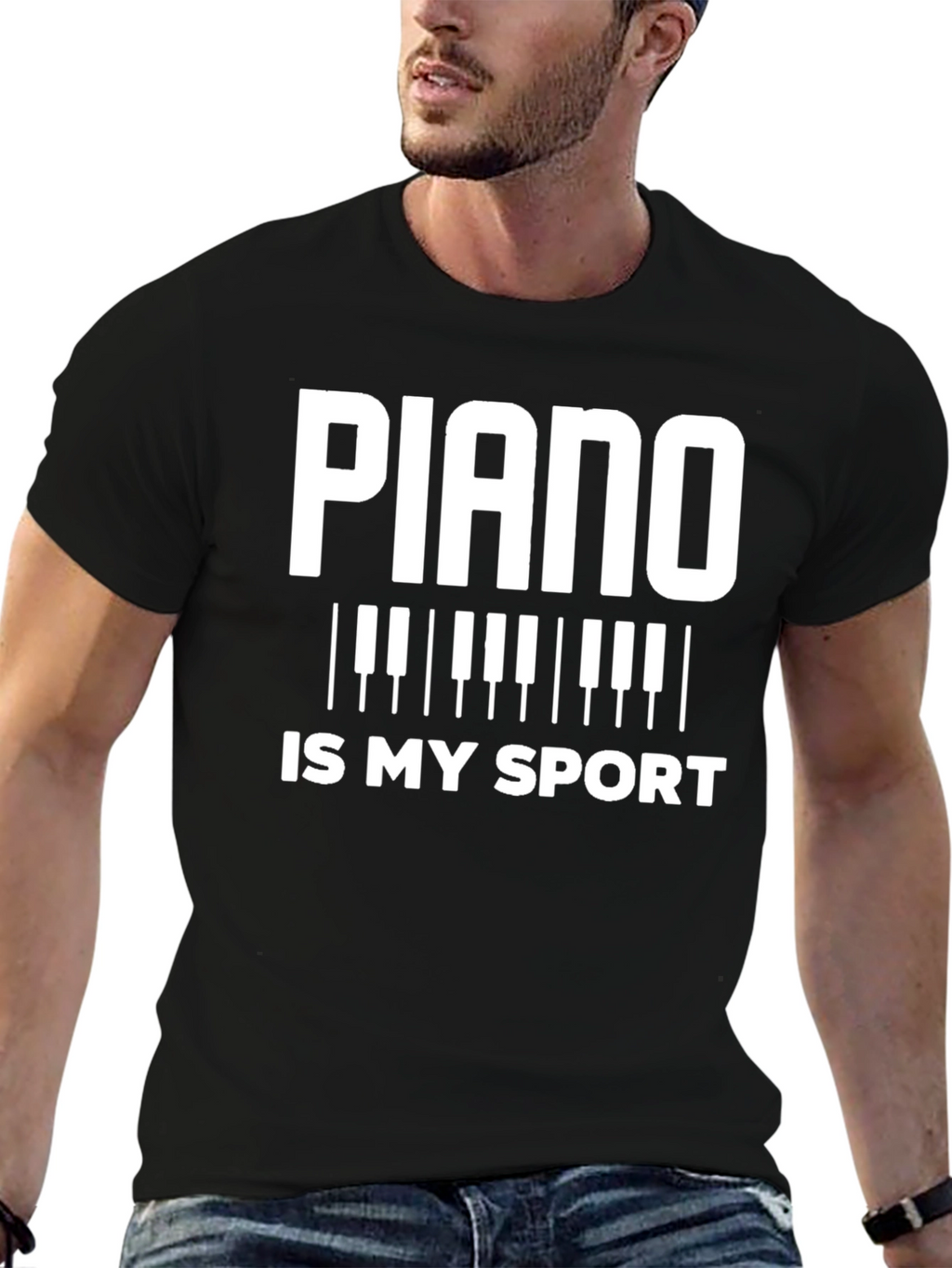 Piano is My Sport Black T-Shirt