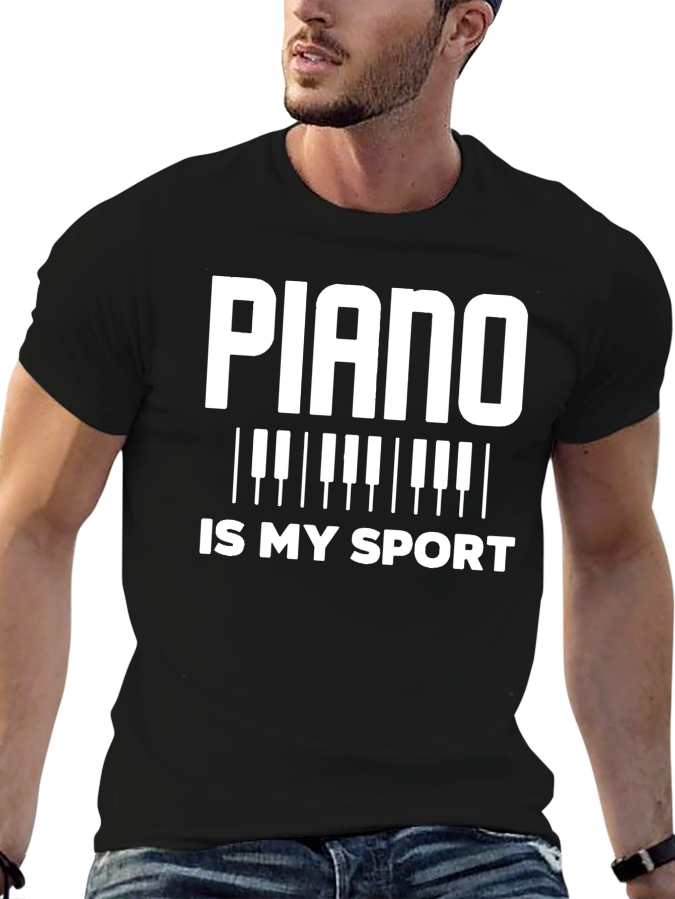 Piano is My Sport Black T-Shirt
