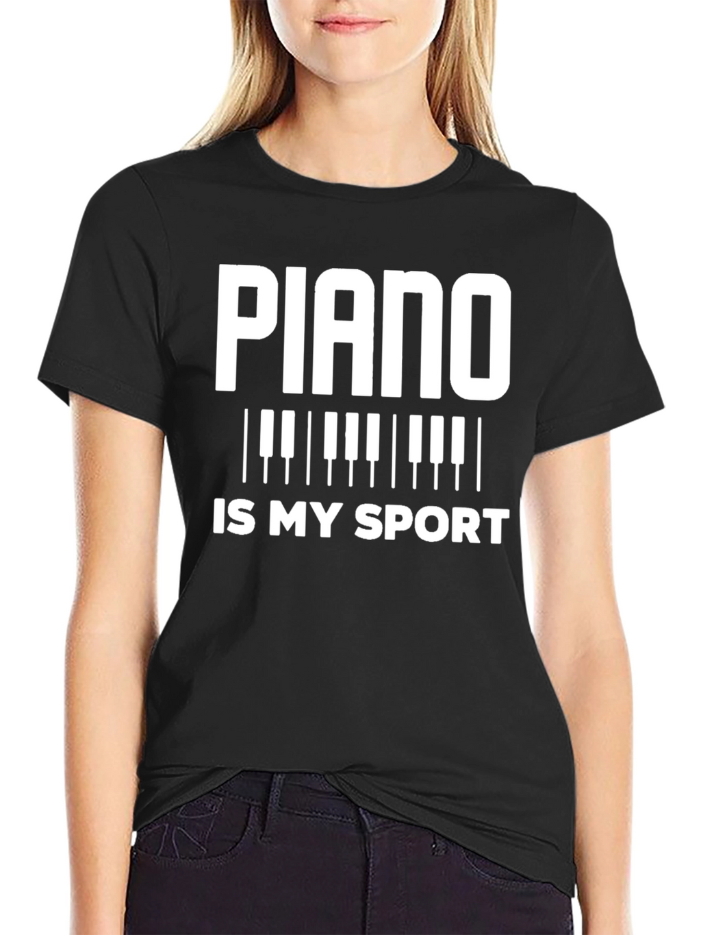 Piano is My Sport Black T-Shirt