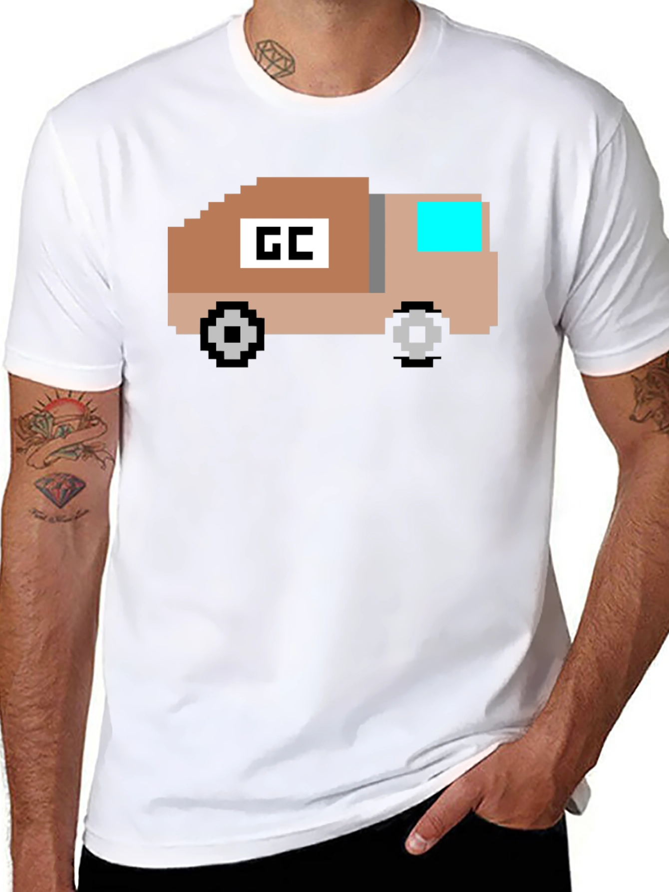 Retro Pixel Truck Graphic T-Shirt - Black