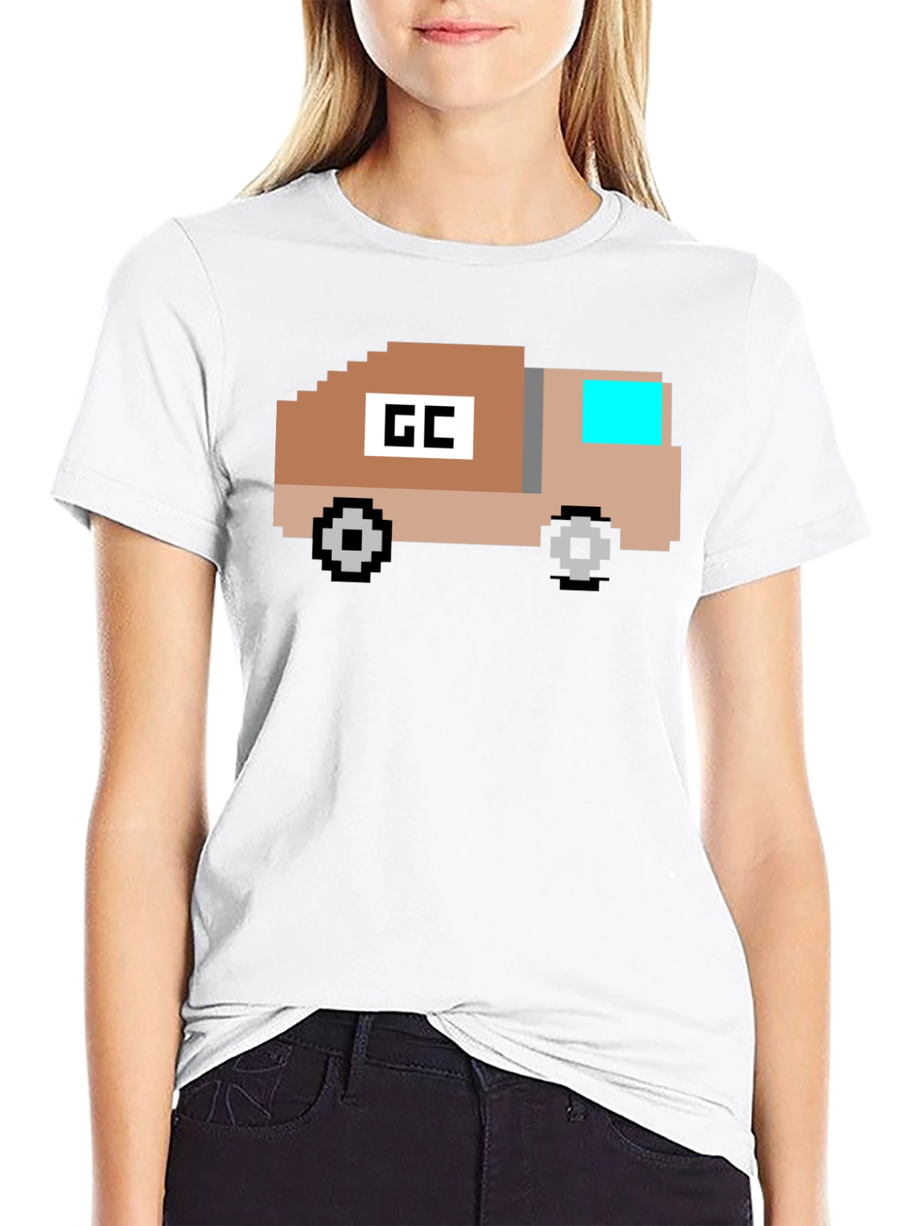 Retro Pixel Truck Graphic T-Shirt - Black