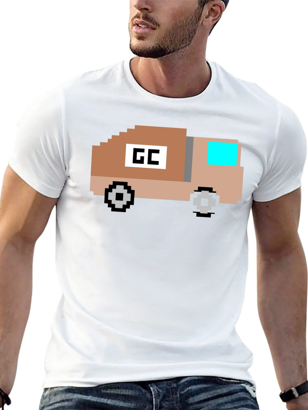 Retro Pixel Truck Graphic T-Shirt - Black