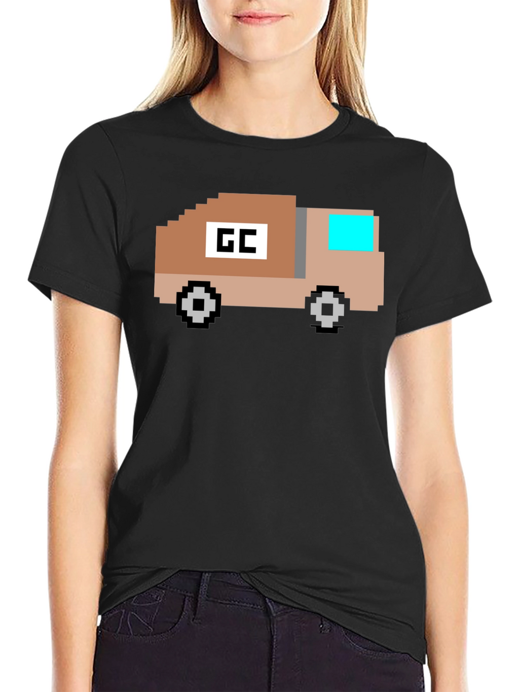 Retro Pixel Truck Graphic T-Shirt - Black