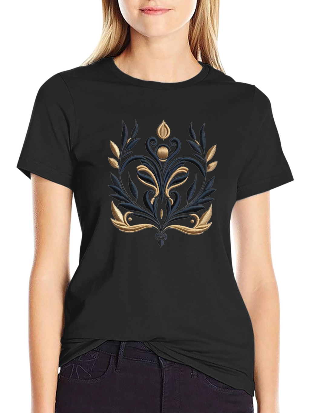 Elegant Embroidered Floral T-Shirt