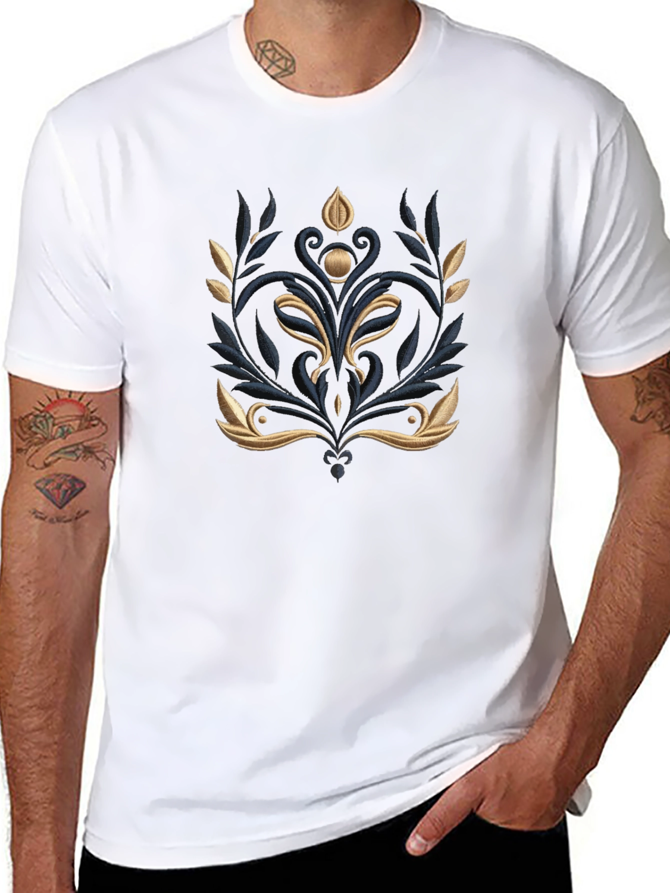 Elegant Embroidered Floral T-Shirt