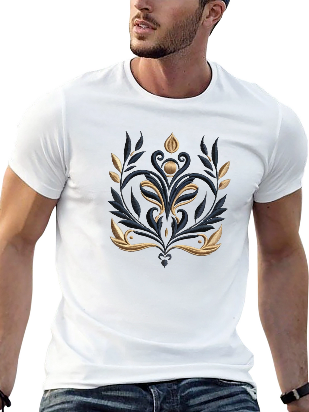 Elegant Embroidered Floral T-Shirt