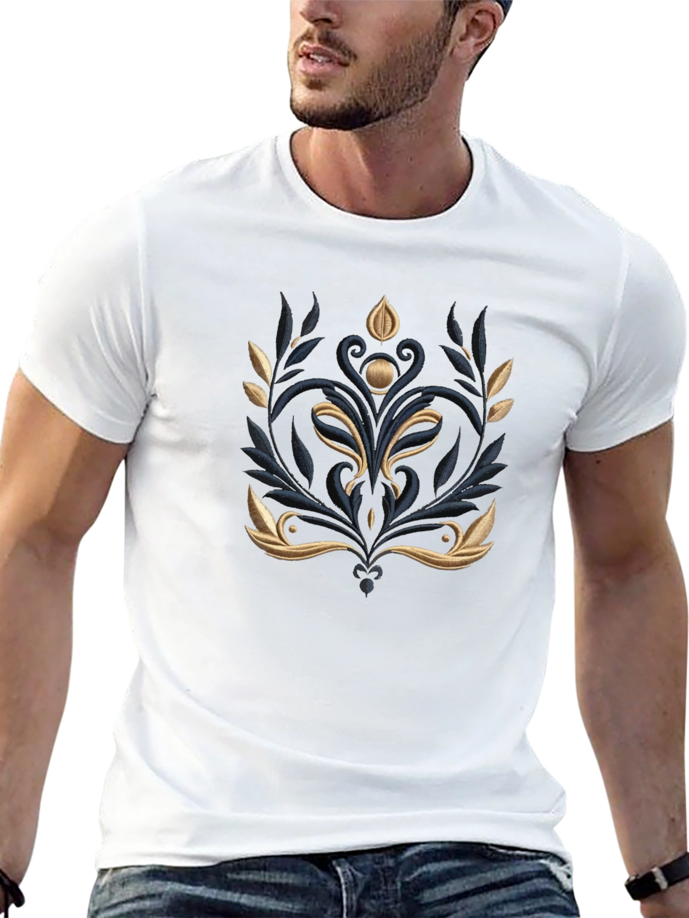 Elegant Embroidered Floral T-Shirt