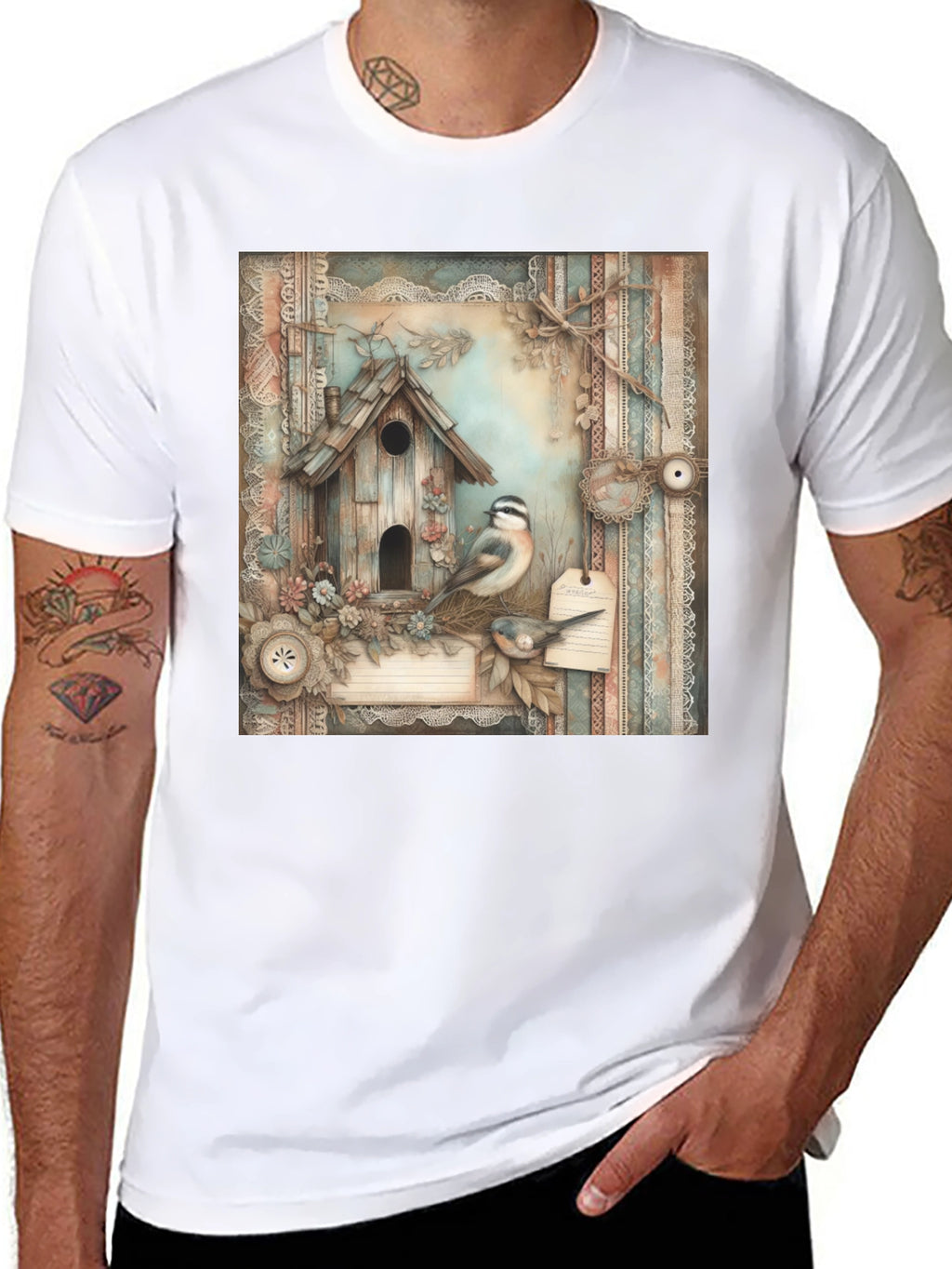 Rustic Birdhouse & Bird T-Shirt